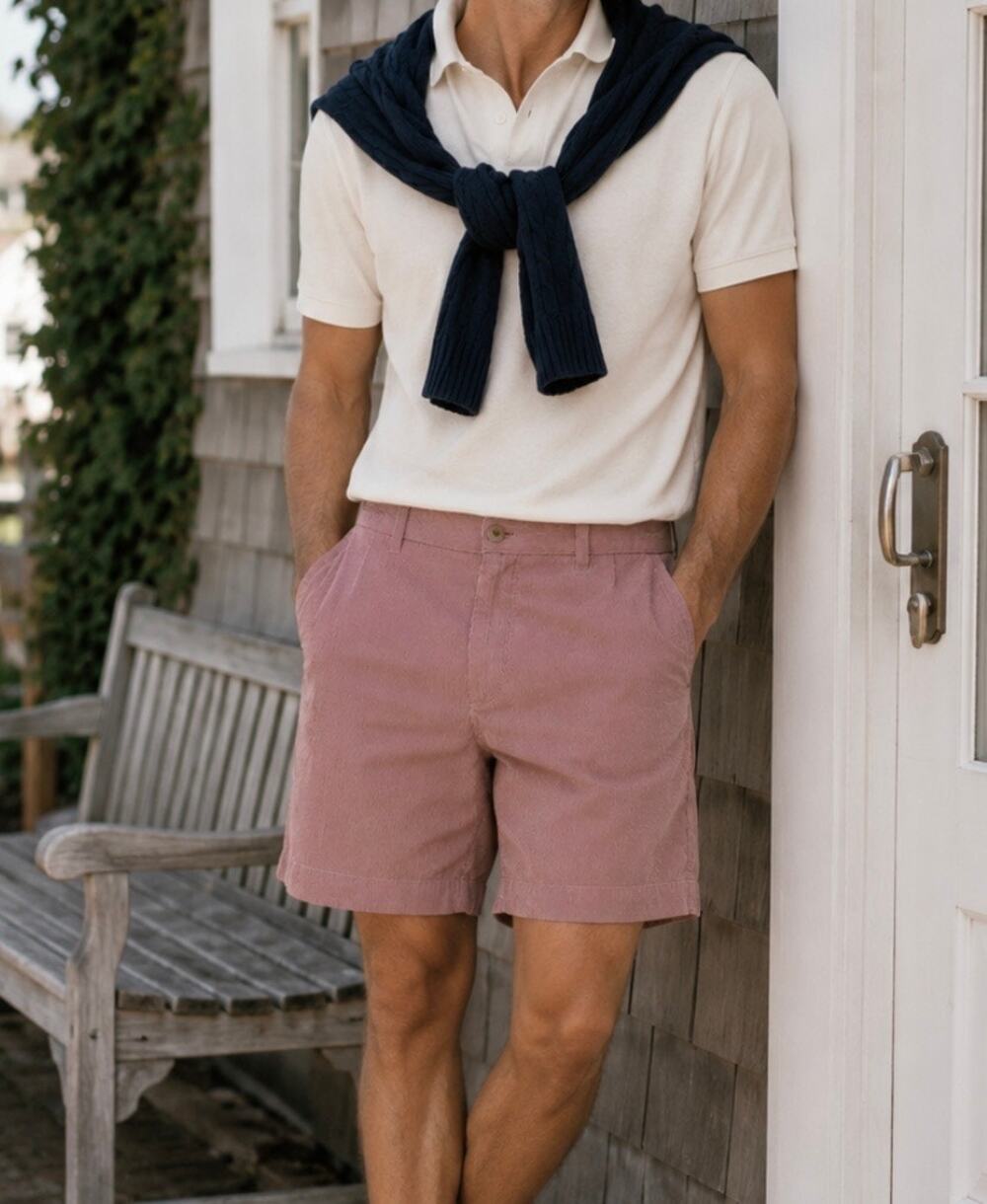 Banana Republic seasucker white and pink striped cotton shorts country club 32